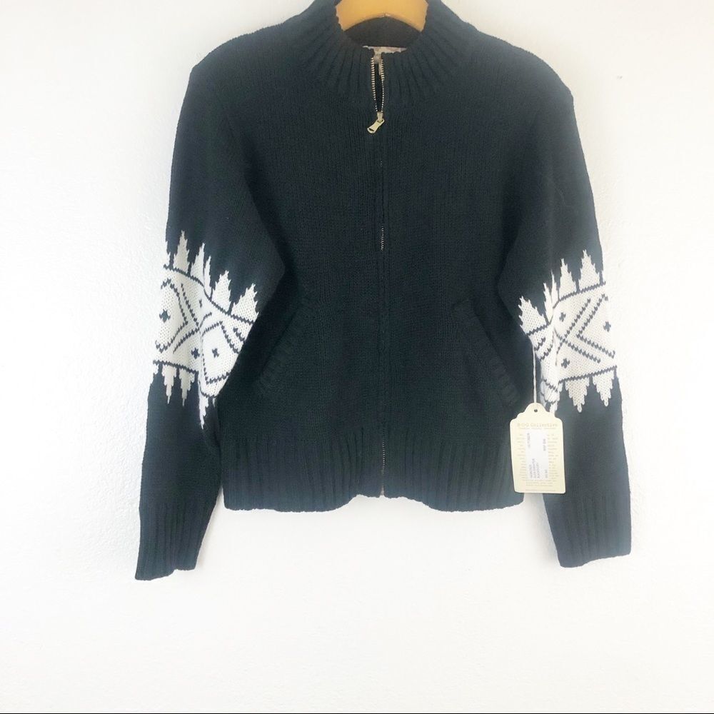 Band of gypsies Sample Black Kleia black ivory Zipper Sweater S  New with tags